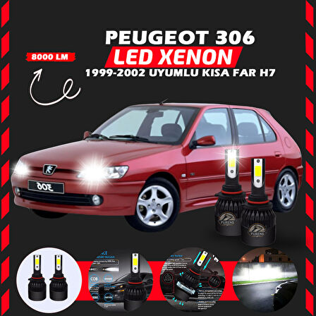 Peugeot 306 1999-2002 Kısa Far Uyumlu Şimşek Etkili Led Xenon Light Series H7