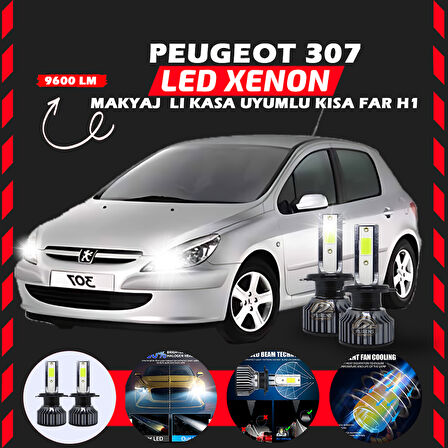 Peugeot 307 Makyajlı Kasa Kısa Far Uyumlu Şimşek Etkili Led Xenon Pro Series H1