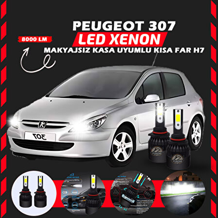 Peugeot 307 Makyajsız Kasa Kısa Far Uyumlu Şimşek Etkili Led Xenon Light Series H7