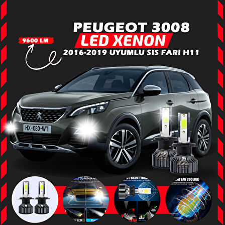 Peugeot 3008 2016-2019 Sis Farı Uyumlu Şimşek Etkili Led Xenon Pro Series H11