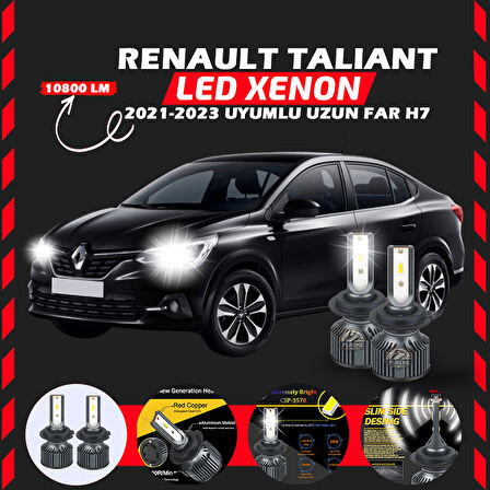 Renault Taliant 2021-2023 Uzun Far Uyumlu Şimşek Etkili Led Xenon Premium Series H7