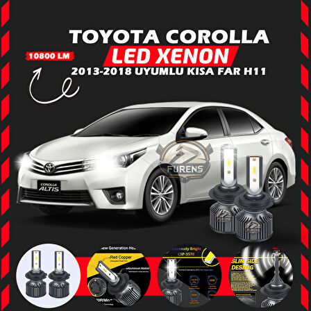 Toyota Corolla 2013-2018 Kısa Far Uyumlu Şimşek Etkili Led Xenon Premium Series H11