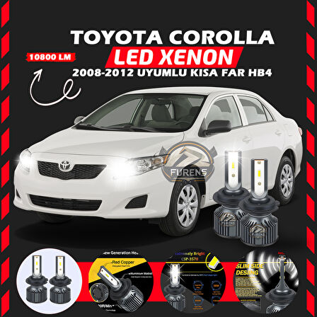 Toyota Corolla 2008-2012 Kısa Far Uyumlu Şimşek Etkili Led Xenon Premium Series HB4