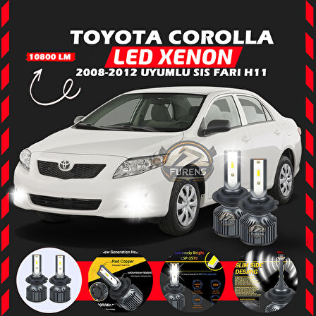 Toyota Corolla 2008-2012 Sis FarI Uyumlu Şimşek Etkili Led Xenon Premium Series H11