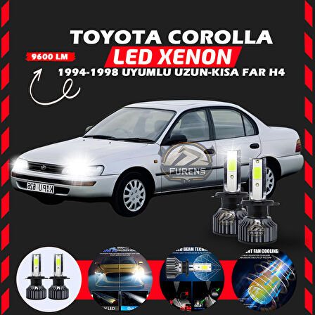 Toyota Corolla Efsane Kasa Uzun Kısa Far Uyumlu Şimşek Etkili Led Xenon Pro Series H4
