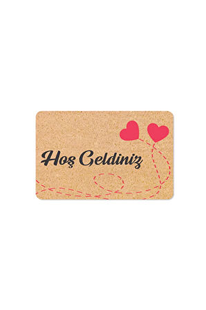 hoş geldiniz yazılır Coco Görünümlü Dekoratif Dış Kapı Önü ve Iç Mekan Paspası