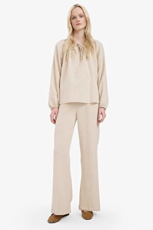 DeFacto Wide Leg Müslin Kumaş Palazzo Pantolon Çift Cepli Yüksek Bel Geniş Paça E3934AX25SMBG186