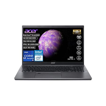 Acer Aspire i5-12450H 16GB 512GB SSD FDOS 15.6" IPS (1920x1080) Taşınabilir Bilgisayar NX.KN4EY.002