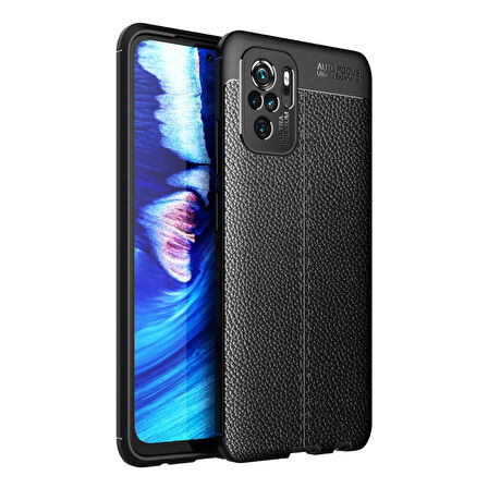 Smcase Xiaomi Redmi Note 10 Kılıf Kamera Korumalı Deri Dokulu Silikon  Nano Ekran Koruyucu