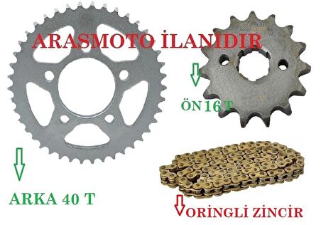 Drift L 125 Performans Hız Zincir Dişli Seti Oringli Gold Zincir ARKA 40 Dişli - ÖN 16 Dişli
