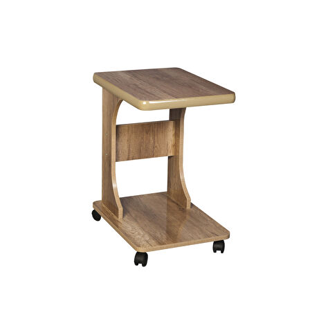 Tekerlekli Mdf C Yan Sehpa %100 Mdf Koltuk Yanı sehpa C Sehpa