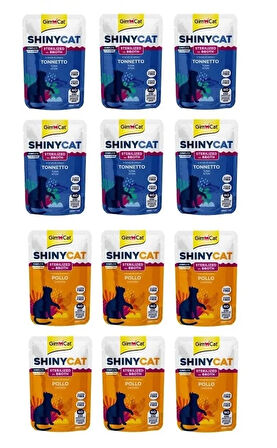 Gimcat Shinycat Pouch 2 Çeşit Karma Kısırlaştırılmış Kedi Yaş Mama 70 Gr. X 12 Adet