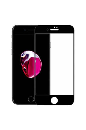 Iphone 7 Uyumlu  Kırılmaz Cam Tam Kaplayan Ekran Koruyucu - Siyah