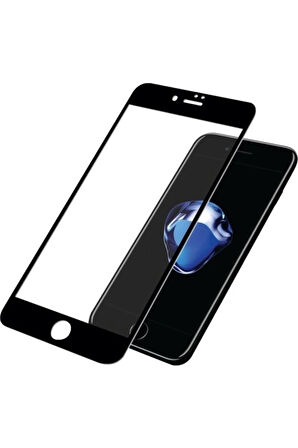 Iphone 7 Uyumlu  Kırılmaz Cam Tam Kaplayan Ekran Koruyucu - Siyah