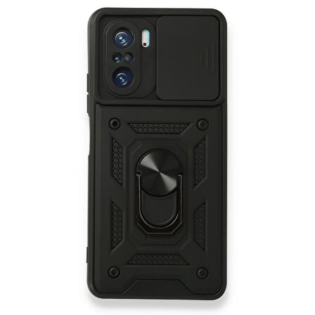 Gpack Xiaomi Poco F3 Kılıf Sert Silikon Tank Aramid Sürgülü Vega Yüzüklü