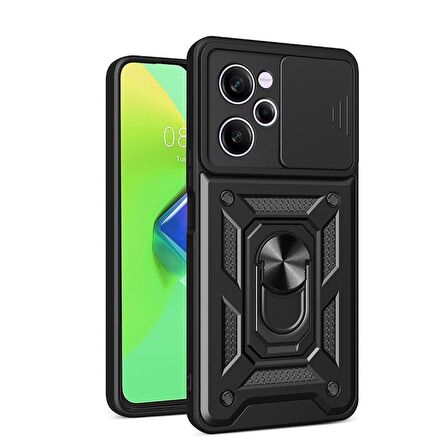 Gpack Xiaomi Poco X5 Pro 5G Kılıf Sert Silikon Tank Aramid Sürgülü Vega Yüzüklü