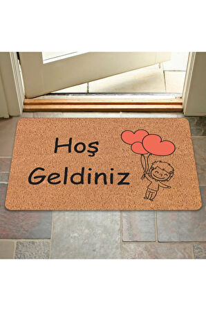 Modern Dijital Baskı - Hoş Geldiniz Yazalı Paspas - Kaymaz Taban Kapı Önü Paspası