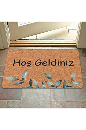 Modern Dijital Baskı - Hoş Geldiniz Yazalı Paspas - Kaymaz Taban Kapı Önü Paspası