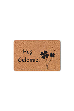 Modern Dijital Baskı - Hoş Geldiniz Yazalı Paspas - Kaymaz Taban Kapı Önü Paspası