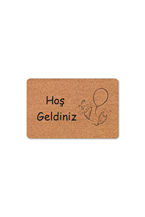 Modern Dijital Baskı - Hoş Geldiniz Yazalı Paspas - Kaymaz Taban Kapı Önü Paspası