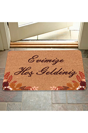 Modern Dijital Baskı - Hoş Geldiniz Yazalı Paspas - Kaymaz Taban Kapı Önü Paspası