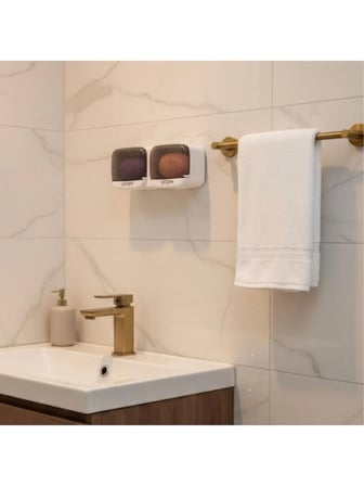 Duvara Monte İkili Kapaklı Plastik Katı Sabunluk Organizer – Banyo & Mutfak İçin Yapışkanlı Sabun Kutusu 