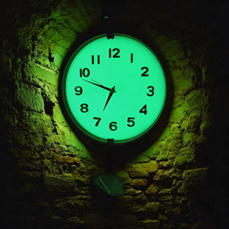 Fosforlu 3D Kabartma Rakam Karanlıkta Parlayan Duvar Saati Siyah Çap 32 cm