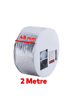 Nublado Alüminyum Folyo Bütil Çamur Bant 48mm x 2m - Su Geçirmez Sızdırmaz Tamir Bandı - Çatı Oluk Boru Ve Yalıtım Bandı