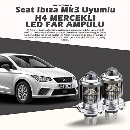 Seat Ibıza mk3 Uyumlu Mercek Led Xenon Uzun - Kısa Çift Renk Şimşek Etkili