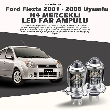 Ford Fıesta Mercek Led Xenon Uyumlu Uzun - Kısa Far Ampulü Çift Renk