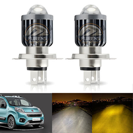 H4 Mercek Led Xenon- Fiat Fiorino Uzun-kısa Çift Renk