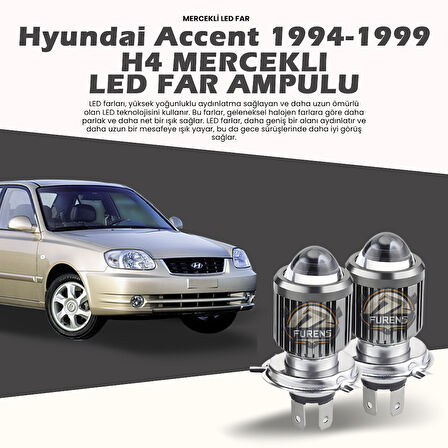 Hyundai Accent (1995-1999) Mercek Led Xenon Uzun - Kısa Çift Renk