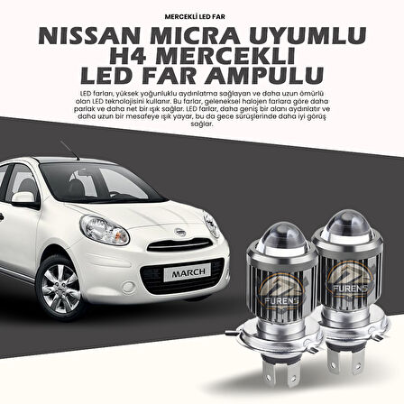 Nissan Micra Uyumlu Mercek Led Xenon Uzun - Kısa Çift Renk