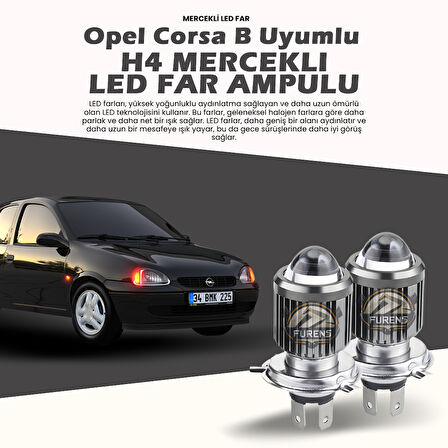 Opel Corsa B Uyumlu Mercek Led Xenon Uzun - Kısa Çift Renk Şimşek Etkili