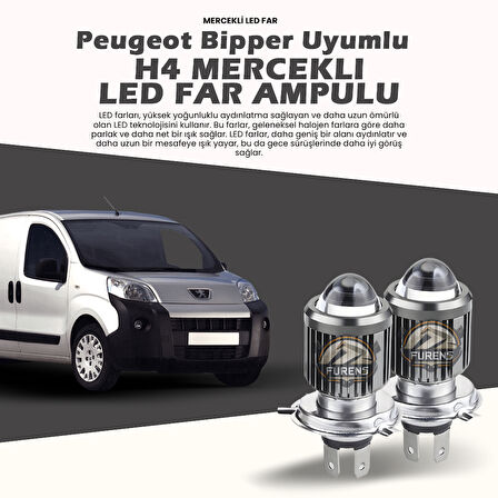 Peugeot Bipper Uyumlu Xenon Mercek Led Uzun - Kısa Çift Renk