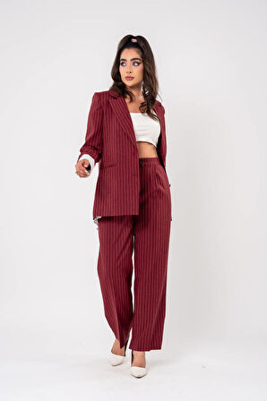 Asmetrik Kesim Gömlek Deteylı Blazer Ceket Pantolon Takım TKM08013