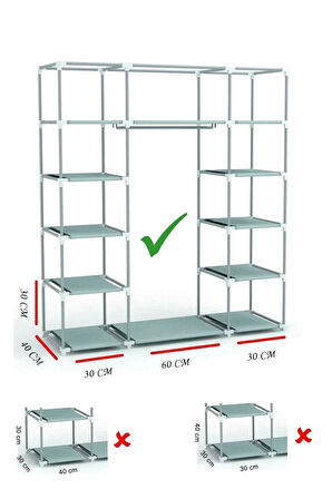 Çift Yandan Raflı Bez Dolap - Seçenekli