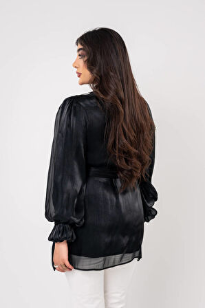 Taş işlemeli Kemer Detaylı Bluz BLZ16086