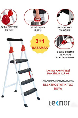 Extreme Plastik 3+1 Basamaklı Metal Merdiven