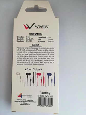 Weepy Music Earphone (Kulaklık)