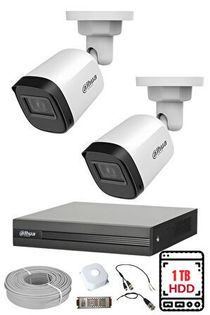 FURY DAHUA 2 Kameralı Gece Görüşlü Su Geçirmez FULL HD Güvenlik Kamerası Seti 1TB