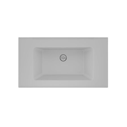 Real Stone ZENITH 80 Etajerli Beyaz Granit Banyo Lavabosu 80x45