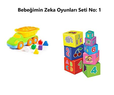 Bebeğimin Zeka Oyunları Seti  No:1 - Arkadaş Damperli Kamyon - Eğitici Denge Kule