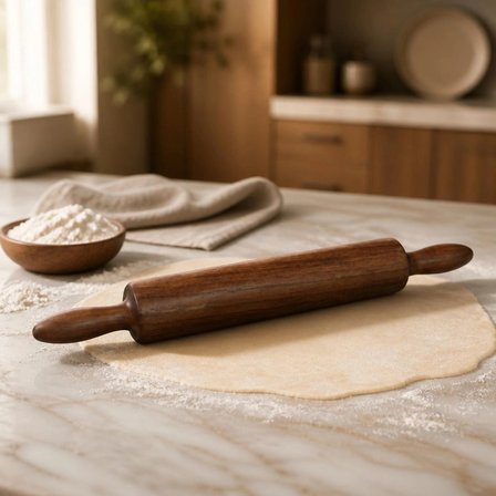 HICOWOOD Klasik Model – El Yapımı Doğal Ceviz Ahşap Merdane ( 45 cm ) 