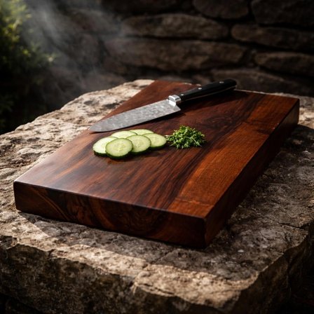 HICOWOOD Premium Şef Tipi Doğal Ceviz Kesme ve Servis Tahtası – 40x25x5 cm – Ücretsiz Lazer İsim/Söz Yazılır