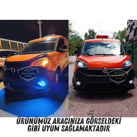 Fiat Doblo D4 2015-2021 Uyumlu Üniversal Mercekli Angel Sis Farı Metal Su Geçirmez 76 mm Sarı Halkalı Gündüz Farı Angel Eyes 2 Adet