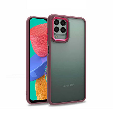 Smcase Samsung Galaxy M33 Kılıf Renkli Bumper Hybrid Flora Silikon
