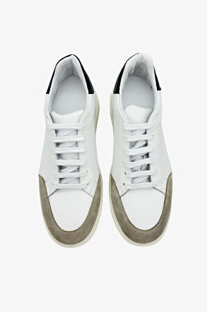 Elevold MAN Erkek Hakiki Deri 7 cm Boy Uzatan Beyaz Spor Ayakkabı