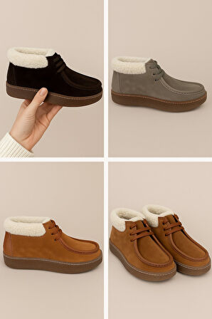 Nira Hakiki Deri 6 Cm Boy Uzatan Kadın Bot - Kahve