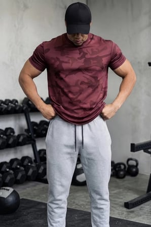 Erkek Nem Emici Hızlı Kuruma Atletik Teknik Kamuflaj Desenli Spor T-shirt